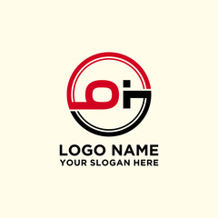 Obraz premium Circle logo with the letter OI inside. letters connecting with circles. Logo circle modern abstract