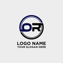 Circle logo with the letter OR inside. letters connecting with circles. Logo circle modern abstract