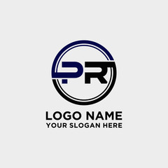 Circle logo with the letter PR inside. letters connecting with circles. Logo circle modern abstract