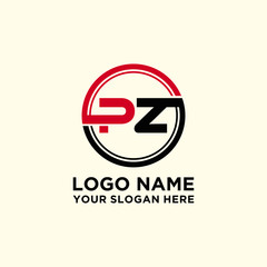 Circle logo with the letter PZ inside. letters connecting with circles. Logo circle modern abstract