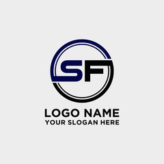 Obraz premium Circle logo with the letter SF inside. letters connecting with circles. Logo circle modern abstract