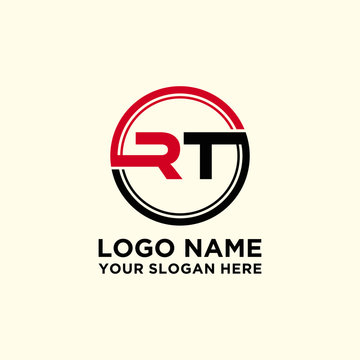 Circle logo with the letter RT inside. letters connecting with circles. Logo circle modern abstract