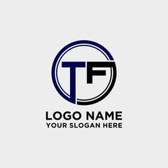 Circle logo with the letter TF inside. letters connecting with circles. Logo circle modern abstract