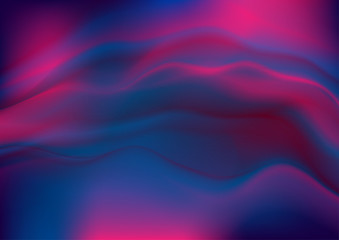 Fototapeta premium Blue purple neon smooth liquid waves abstract background. Vector glowing holographic design