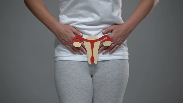 Ovaries sign on female body, painful feelings, inflammation or std prevention