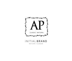 A P AP Beauty vector initial logo, handwriting logo of initial signature, wedding, fashion, jewerly, boutique, floral and botanical with creative template for any company or business.