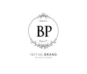 B P BP Beauty vector initial logo, handwriting logo of initial signature, wedding, fashion, jewerly, boutique, floral and botanical with creative template for any company or business.