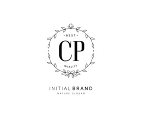 C P CP Beauty vector initial logo, handwriting logo of initial signature, wedding, fashion, jewerly, boutique, floral and botanical with creative template for any company or business.