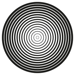 Concentric circle element. Black and white color ring. Abstract vector illustration for sound wave, Monochrome graphic.