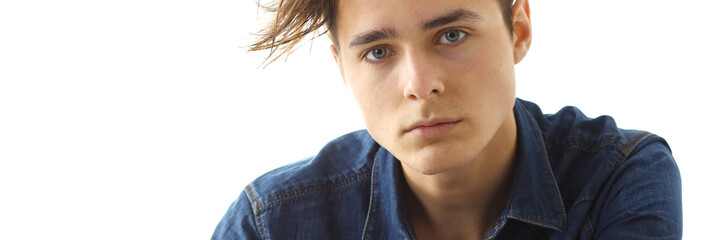 Fashion business man modern portrait isolated on white background