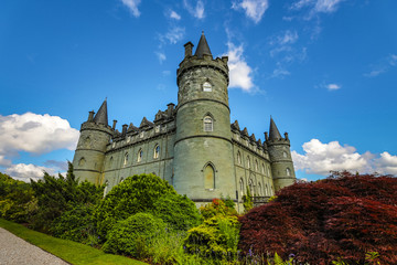 Ancient Scottish medieval buildings and beautiful landscape of traditional nature.