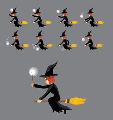Witch Side Cartoon Animation Frame Bloom Riding Vector
