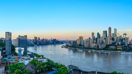 Fototapeta premium Modern metropolis skyline at sunrise,Chongqing,China,Chongqing panorama.