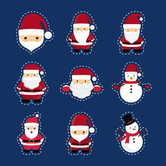 bundle of merry christmas with set icons
