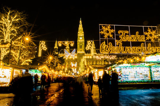 vienna city in night scene austria