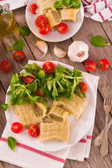 Maultaschen - swabian filled pasta ( ravioli ). 