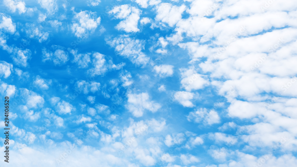 Wall mural blue sky with clouds abstract landscape panorama wide over head view background of partially cloudy 