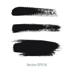 brush strokes watercolor background. Vector black paint