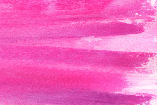 Abstract watercolor background. Girly pink craiola background. Deep shades of magenta and fuchsia. Straight lines rough strokes. Cosmetics saturated bright color. Hand-drawn on texture paper
