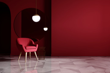 Red room interior design. 3d rendering  © aanbetta