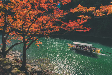 京都 嵐山の紅葉と秋景色