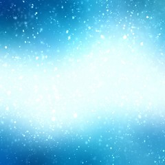 Winter blue bright cool background. Falling snow blur texture. Soft impressive nature illustration.