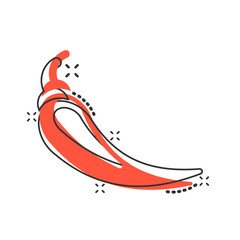 Vector cartoon chili pepper icon in comic style. Spicy peppers concept illustration pictogram. Chili paprika business splash effect concept.