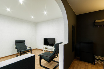 Russia, Moscow- May 14, 2018: interior room apartment. standard repair decoration in hostel