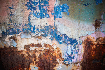 Blue,white and pink metal background,Rusty metal background