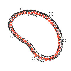 Necklace beads vector icon in comic style. Mardi gras beads illustration on white background. Jewelry business splash effect concept.