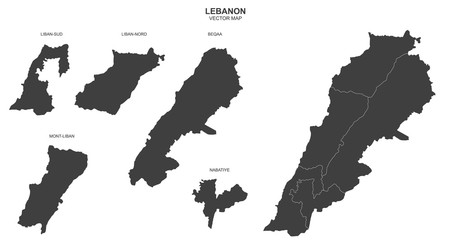 political map of Lebanon  isolated on white background