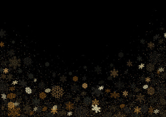 Black Background with Falling Colored Snowflakes - Graphic Design for Christmas Greetings and etc., Vector