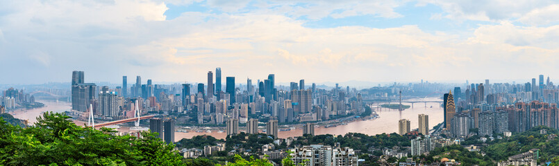 Daytime architectural landscape and skyline in Chongqing