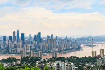 Daytime architectural landscape and skyline in Chongqing