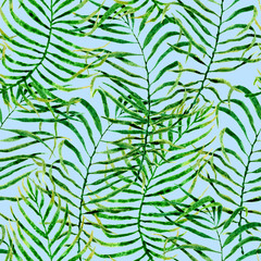 Tropical seamless pattern. Watercolor tangled palm