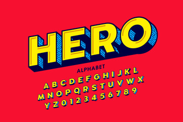 Comics style font design, super hero alphabet, letters and numbers © piai