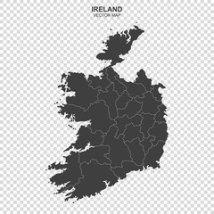 political map of Ireland isolated on transparent background