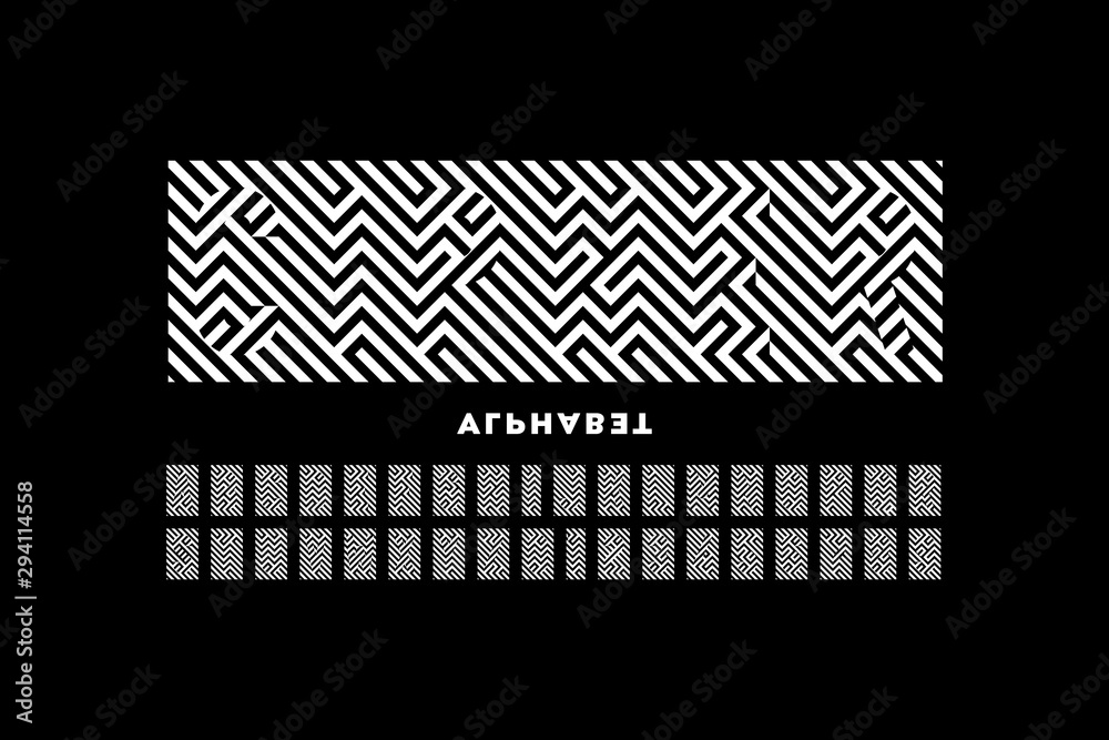 Fototapete in cipher style font design, alphabet letters and numbers