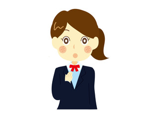 安心する女性、女子高生