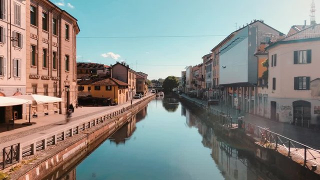 Timelapse of  Milan Navigli - Ripa di Porta Ticinese - Naviglio Grande Canal