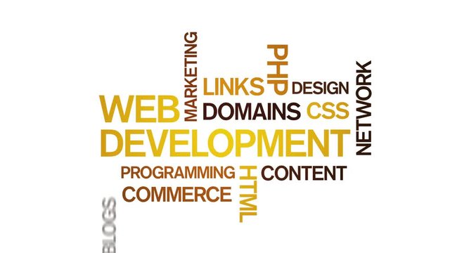 4k Web Development Animated Tag Word Cloud;Text Design Animation;Kinetic Typography.