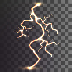 lightning on a transparent background. Vector
