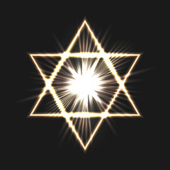 star of David on a dark background. Vector illustration