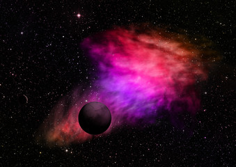 Obraz premium Planet in a space against stars. 3D rendering.