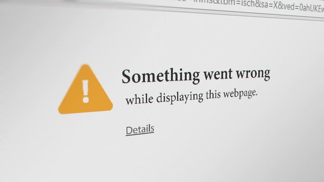 Web Browser with "Something went wrong"  Message. 3 Different Points of View