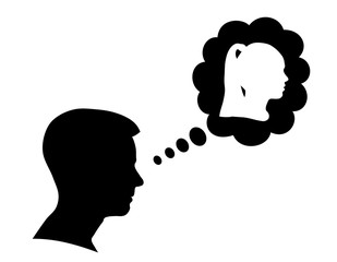 Silhouette girl and boy, concept love