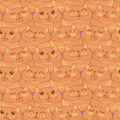 kawaii sweet biscuit bun cat seamless pattern, cute cartoon funny characters, editable vector illustration for fabric, textile, decorations