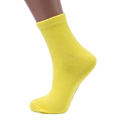 yellow socks on an isolated white background with funny cartoon character on it