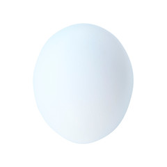 Chicken egg close-up, white color isolated on white background