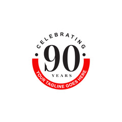 90th years celebrating anniversary icon logo design vector template